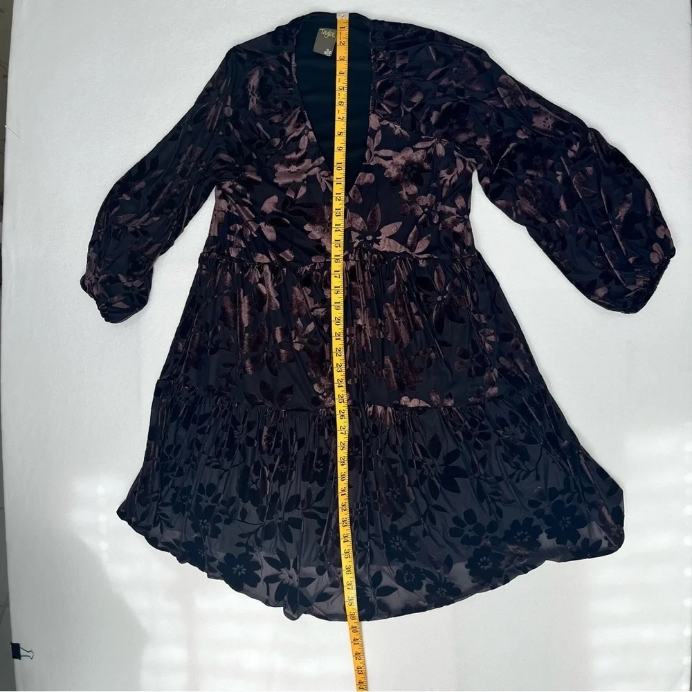 Taylor Dress Velvet Burntout Long Sleeve Floral Tiered Wedding Sheer Whimsigoth